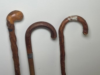 Three Vintage Wooden Canes