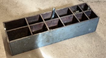 Vintage Wood Open Tool Parts Box With Contents