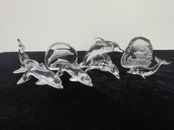 8 Piece Glass Dolphin Themed Figurine Collection