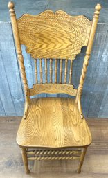 Vintage Hand Crafted Ornate Spindle Back Oak Chair