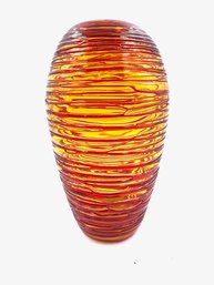 Intriguing Apocalyptic Amerina Style Veined Vase By Eastern Glass