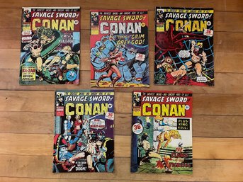 5 Marvel 'The Savage Sword Of Conan' Comic Books, Lot #5