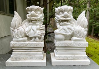 Exquisite Marble Foo Dogs