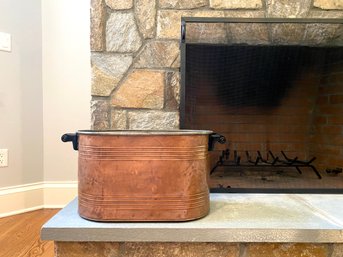 Wooden Handled Copper Oval Bucket