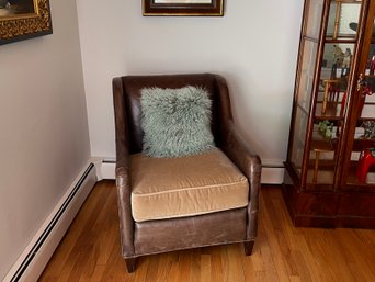 William Alan Distressed Leather And Mohair Arm Chair (1 Of 2)