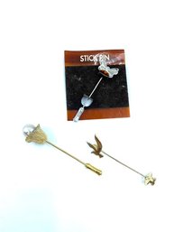 Trio Of Vintage Straight Pins/stick Pins