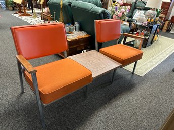 Mid Century - Connected 2 Chairs And Center Table