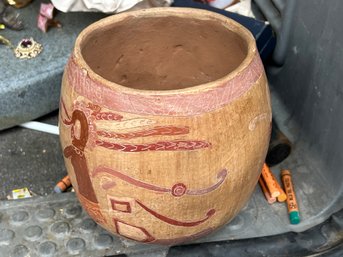 Ancient Mayan Polychrome Clay Pot