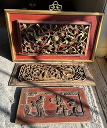 3 Antique 19th Century CHINESE Carved Wood Architectural Elements