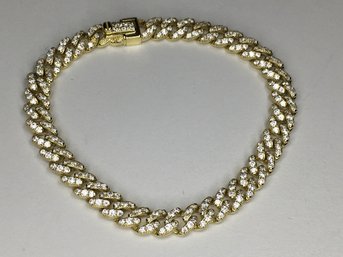 Fantastic Brand New Sterling Silver / 925 With 14K Gold Overlay Bracelet With 1000s Of Sparkling Zircons
