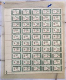 Scott # 1144 FULL SHEET Of 50 Unused 1960 Green Give Me Liberty Or... 4 Cent U.S. Stamps