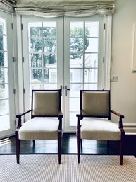 Pair Custom Upholstered Elegant Side Chairs