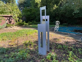 Abstract Stainless Steel Poolside Sculpture, Lawn Art