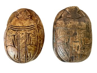 Hand Carved Egyptian Faience Scarabs