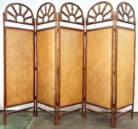 A Fabulous Vintage Rattan And Cane Dressing Or Dividing Screen