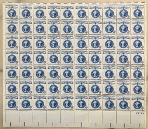 Scott # 1159 FULL SHEET Of Unused 1960 Blue Champions Of Liberty Ignacy Paderewski Four 4 Cent U.S. Stamps