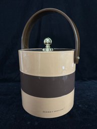 Vintage Morgan Designs Bucket Brigade Cream And Brown Ice Bucket
