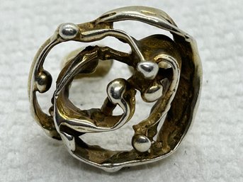 Stunning Vintage Mid Century Modern Isreali BRUTALIST Gilt Sterling Silver Ring