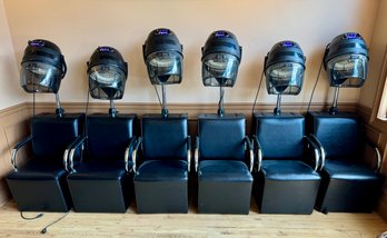 Lot Of Six Hard Hat Kwik Dri Professional Hair Dryers Model 514 From Pibbs Italy With Chairs