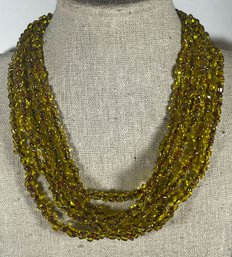 Fine Vintage Micro Glass Multi Strand Beaded Necklace W Gold Tone Clasp