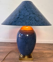 Beautiful Fredrick Cooper Blue And Brass Lamp (b)