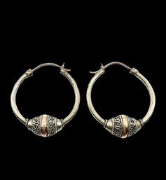 Vintage Sterling Silver With Vermeil Accents Hoop Earrings