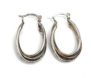 Sterling Silver With Vermeil Layer Hoop Earrings