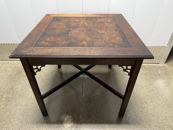 Chippendale Style Game Table With Burled Top