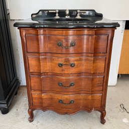 A Georgian Style Wood And Black Marble Top Vanity - Waterworks Faucet