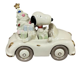 *Super Rare* Lenox Cruisin At Christmas #789126 Peanuts Snoopy In Car Figurine