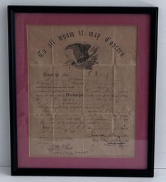 Civil War Era Discharge Papers, Company G, 67th Regiment Of NY, Original