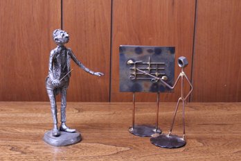 Two Miniature Music Sculptures Metal Music Teacher