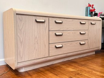 A Vintage 1980's Modern Wood Grained Formica Credenza