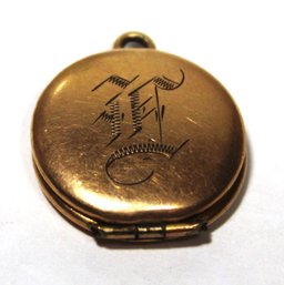 Antique Gold Filled Dated 1910 'E' Circular Locket Pendant