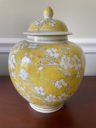 Yellow And White Lotus Ginger Jar Chinese Porcelain