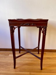 Vintage / Antique Dark Wood Side Table With Applied Scrolling Details