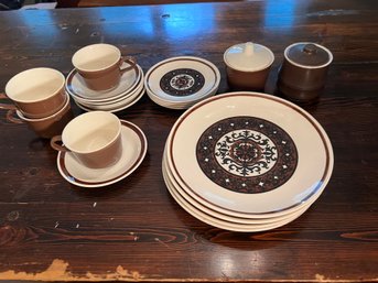 Selection Of Brown 1970s Dinnerware