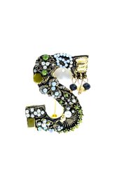 Blinged Out Initial S Brooch - Faux Pearl And Stobe Accents
