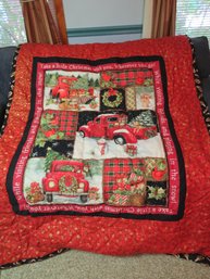 Hand Sewn Christmas Coverlet Candy Cane Reversible