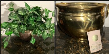 Beautiful Ethan Allen Solid Brass Planter NWT & Brass Wall Planter