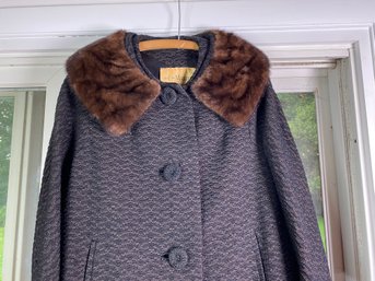 Vintage  - Textured Wool And Fur Collar Coat From Edward Malley Co - New Haven