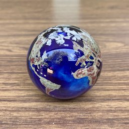 Vintage Lundberg Studios Glass World Globe - Signed/dated