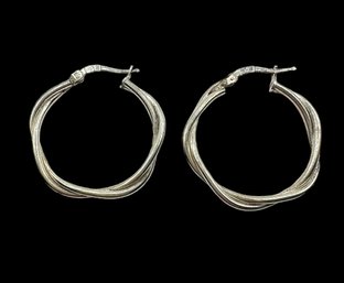 Sterling Silver Intertwined Hoop Earrings