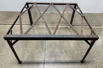 Wrought Iron Patio Coffee Table With Stylized Flowers