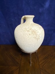 Vintage White Jug Vase And Stand