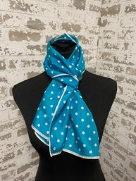 Vintage Teal & White Polka Dot Scarf