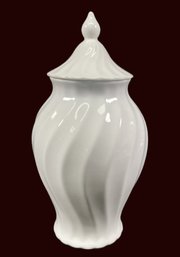 English Elegance Fine Bone China Swirl Lidded Jar