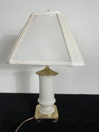 White China And Brass Lamp With Shade