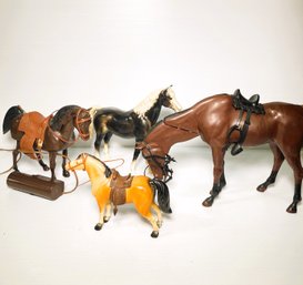 Molded Plastic Horses- Marx Toys Johnny West Nodding Horse W Wheels, Breyer Arabian, WS & Another Hong Kong