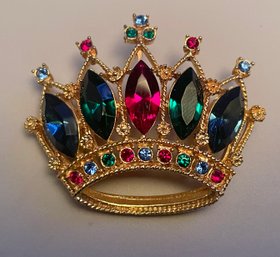 Vintage Rhinestone Crown Pin